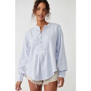 Anthropologie we the free people edge wash blue striped shirt Small